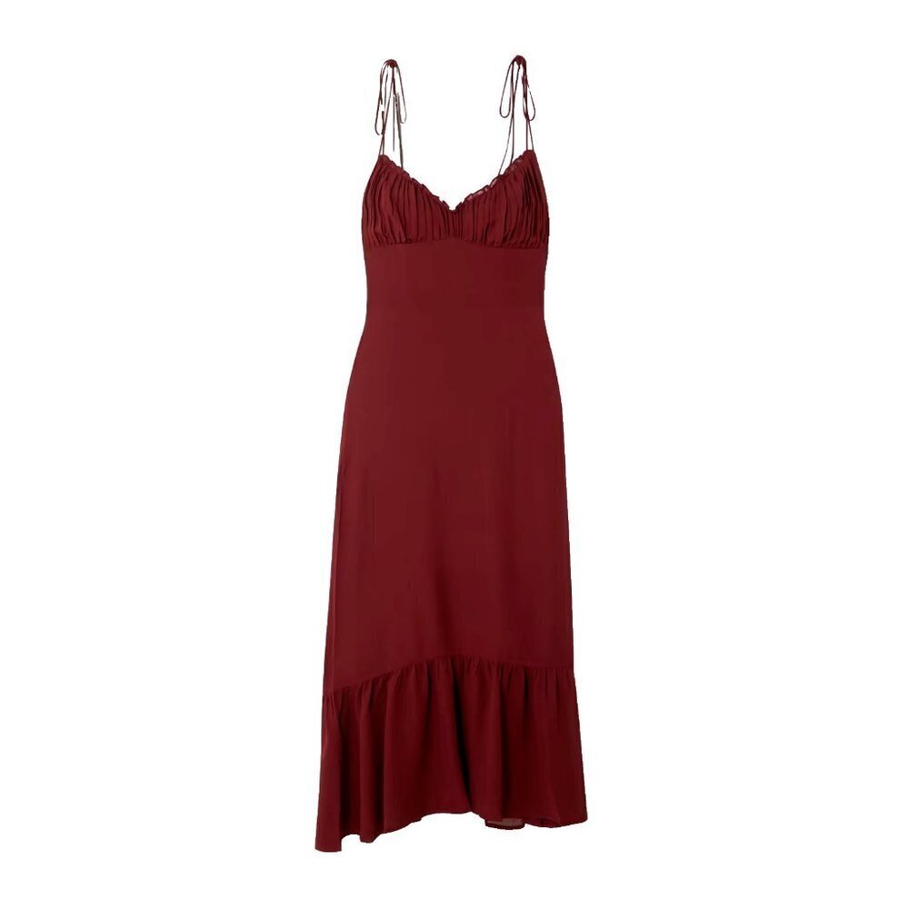 NWT Reformation Embry in Plum Tie Strap Georgette Midi Tank Dress 10